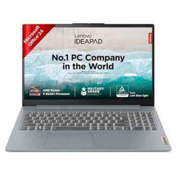 Lenovo IdeaPad Slim 3 Ryzen 5 5625U 15.6" (39.6cm) FHD Thin and Light Laptop (16GB RAM/512GB SSD/Integrated AMD Radeon Graphics/Windows 11/Office Home 2024/Grey/1.6Kg), 82XM00QDIN