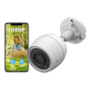 EZVIZ by Hikvision|Wi-Fi Smart Outdoor Bullet Camera|1080p Resolution|Color Night Vision|Weatherproof Design|Active Defense with Strobe Light|Upto 512GB Support|H3C Color, White