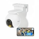 EZVIZ HB8-4G Simbased Battery-Powered Pan & Tilt Camera, Wireless,|2K+/3MP Resolution|360° Coverage|Smart Human Motion Detection|Weatherproof Design|Two-Way Talk|Microsd Card (Up to 512 GB)|White.