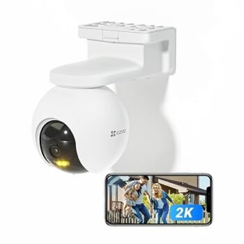 EZVIZ HB8-4G Simbased Battery-Powered Pan & Tilt Camera, Wireless,|2K+/3MP Resolution|360° Coverage|Smart Human Motion Detection|Weatherproof Design|Two-Way Talk|Microsd Card (Up to 512 GB)|White.