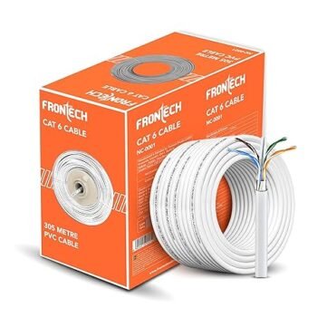 FRONTECH Cat6 Ethernet Cable/LAN Cable/Network Cable for CCTV, PC & Networking, 305 Meter Long Cable, Best Reliability & Performance with Durable & Long-Lasting Material, (NC-0001, White)