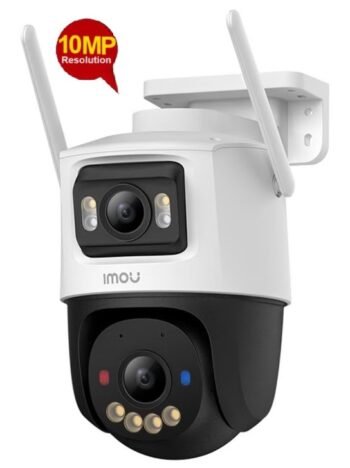 Cruiser Dual 2 10MP Outdoor Security Camera, Dual-Lens 5MP+5MP (Fixed & PTZ), Wi-Fi 6, Smart Color Night Vision, AI Human & Vehicle Detection, Two-Way Audio, IP66 Weatherproof, Red-Blue Active Deterrence Siren, Supports 512GB MicroSD